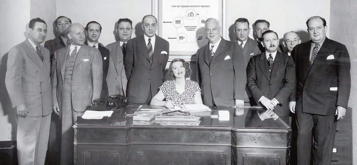 Tillie Lewis and brokers, 1945